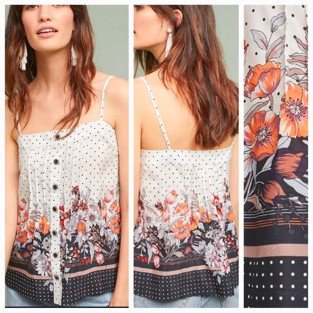 Maeve Capitola Silk Cami Tank Top Size 4 Floral - EUC